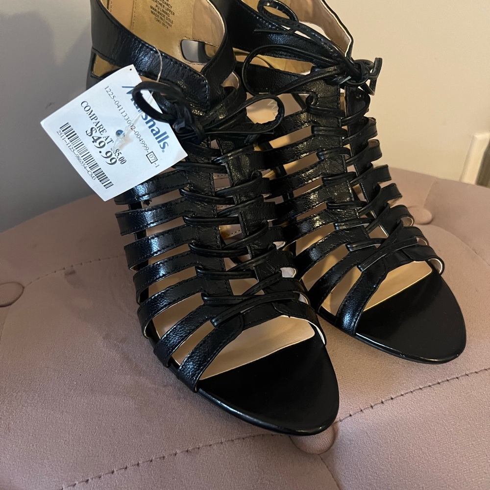 Nine West Black Strappy Heels